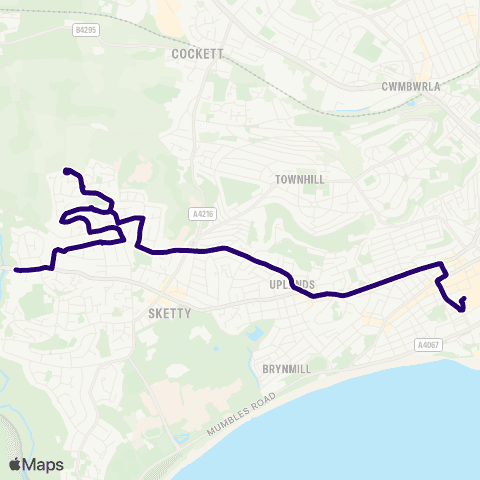 First South & West Wales Llwyn Mawr Rd - Swansea Bus Sta Stand S map