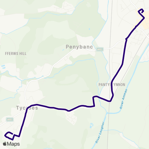 First South & West Wales Teglan Park - Ammanford Bus Sta Stand 5 map