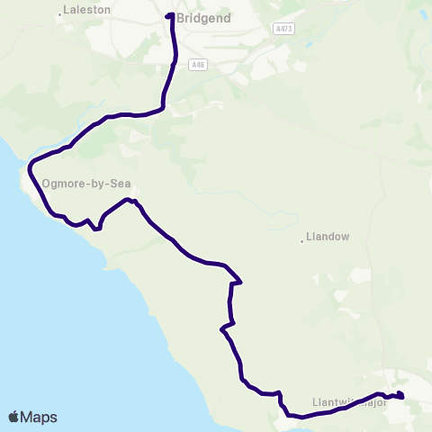 First South & West Wales Bridgend Bus Sta Stand 11 - Llantwit Major Interchange map