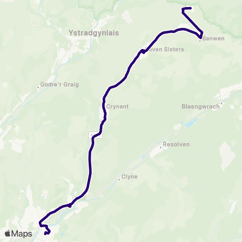 First South & West Wales Neath Bus Sta Stand 9 - Moriah Chapel map
