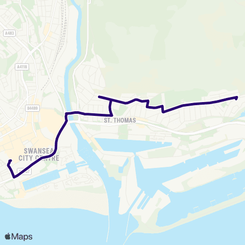 First South & West Wales Wern Terrace - Swansea Bus Sta Stand G map