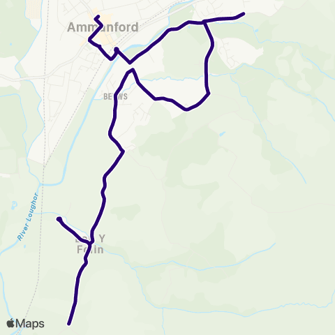 First South & West Wales Ammanford Bus Sta Stand 5 - Garnswllt Square map