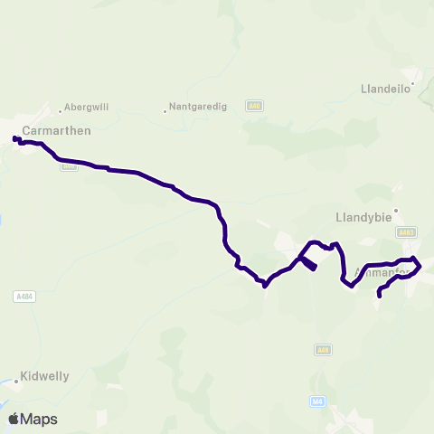 First South & West Wales Ammanford Bus Sta Stand 4 - Carmarthen Bus Sta Stand 5 map