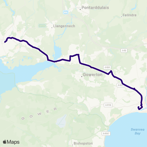 First South & West Wales Llanelli Bus Sta Stand 5 - Swansea Bus Sta Stand P map