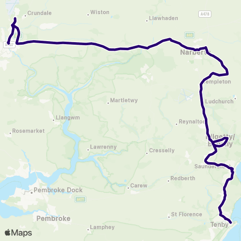 First South & West Wales Upper Pk Rd - Haverfordwest Bus Sta Stand 3 map