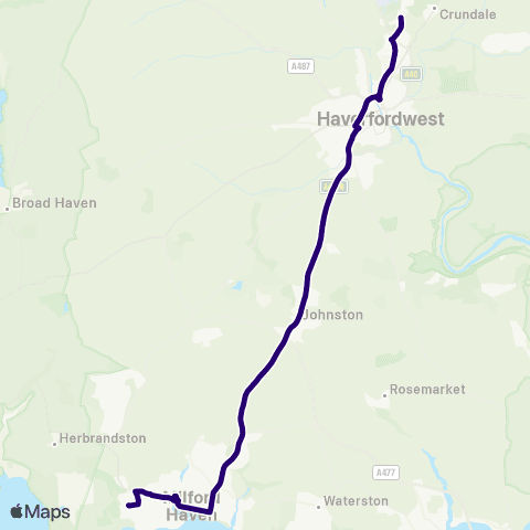First South & West Wales John Lewis St W - Haverfordwest Bus Sta map