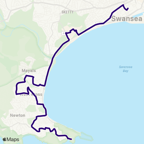 First South & West Wales Swansea Bus Sta Stand W - Bracelet Bay map