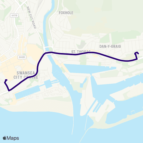 First South & West Wales Fabian Way P&R - Swansea Bus Sta Stand D map