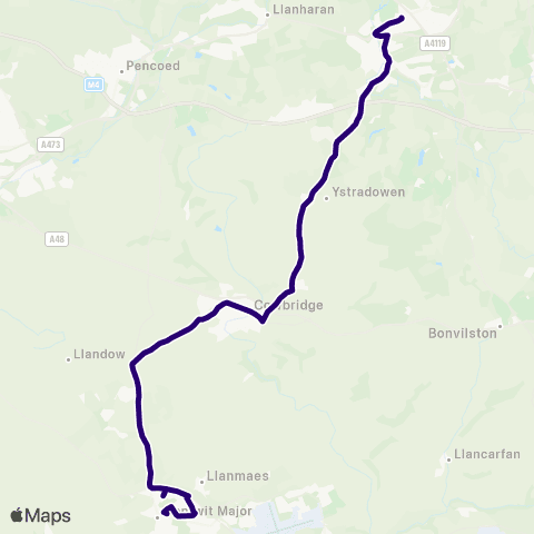 First South & West Wales Llantwit Major Interchange - Talbot Green Bus Sta Stand A map