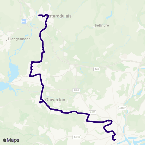 First South & West Wales Pontardulais Bus Sta Stand 1 - Swansea Bus Sta Stand S map