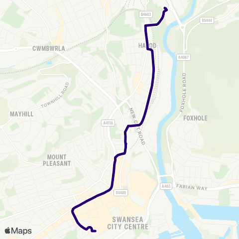 First South & West Wales Landore P&R - Swansea Bus Sta Stand D map