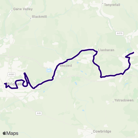 First South & West Wales Talbot Green Bus Sta Stand B - Bridgend Bus Sta Stand 7 map