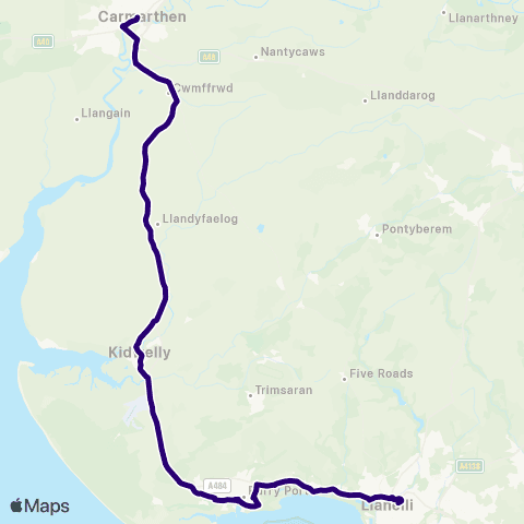 First South & West Wales Llanelli Bus Sta Stand 4 - Carmarthen Bus Sta Stand 3 map