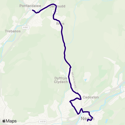 First South & West Wales Neath Bus Sta Stand 8 - Pontardawe Jubilee map