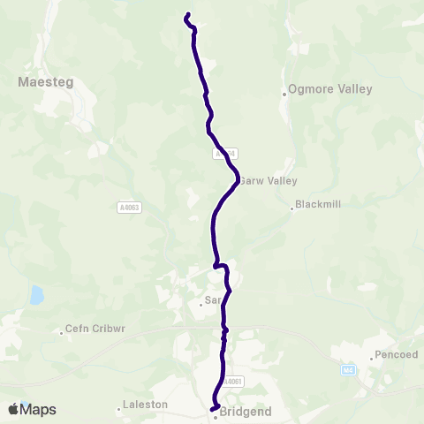 First South & West Wales Bridgend Bus Sta Stand 2 - Blaengarw Terminus map