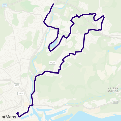 First South & West Wales Swansea Bus Station Stand H - Cae-Nan map