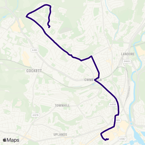 First South & West Wales Stembridge Av - Swansea Bus Sta Stand M map