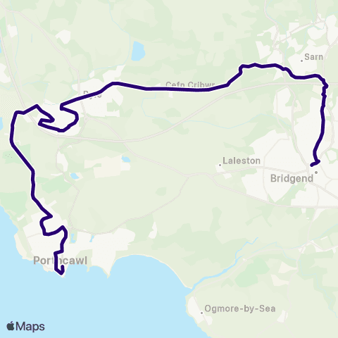 First South & West Wales Porthcawl Metrolink 3 - Bridgend Bus Sta Stand 6 map
