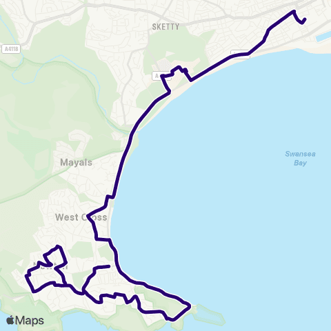 First South & West Wales Swansea Bus Station Stand W - Newton Rd map