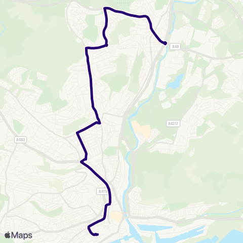 First South & West Wales Seion Chapel - Swansea Bus Sta Stand J map
