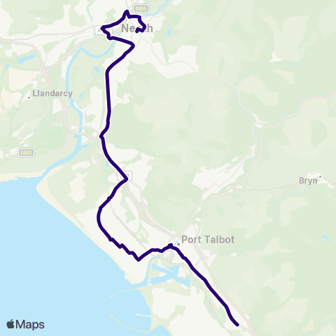 First South & West Wales Tollgate Park - Neath Bus Sta Stand 7 map