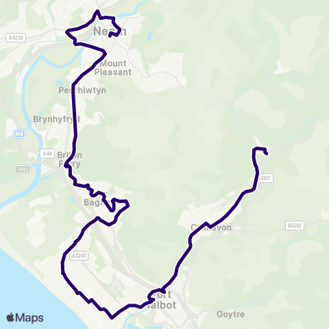 First South & West Wales Oakwood - Neath Bus Station Stand 7 map