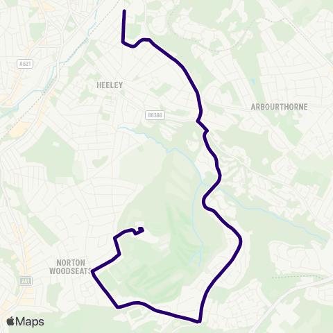 First South Yorkshire Lees Hall Rd / Harvey Clough Rd - Heeley Bank Rd / Olive Grove Rd map