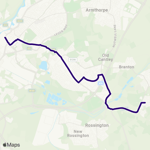 First South Yorkshire Hurst Ln / Walnut Av - Doncaster Frenchgate Interchange / B1 map