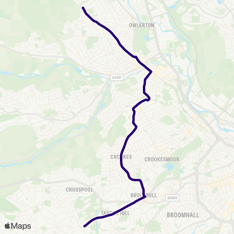 First South Yorkshire Worrall Rd / Langsett Av - Fulwood Rd / Riverdale Rd map