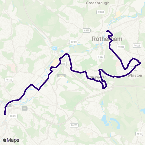 First South Yorkshire Rotherham Interchange / A6 - Sheffield Interchange / C1 map