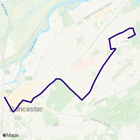 First South Yorkshire Fernhurst Rd / Silver Jubilee Close - Doncaster Frenchgate Interchange / B2 map