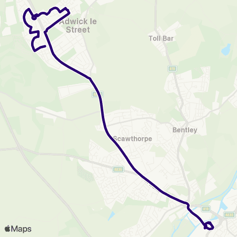 First South Yorkshire The Oval / Lawn Av - Doncaster Frenchgate Interchange / A12 map