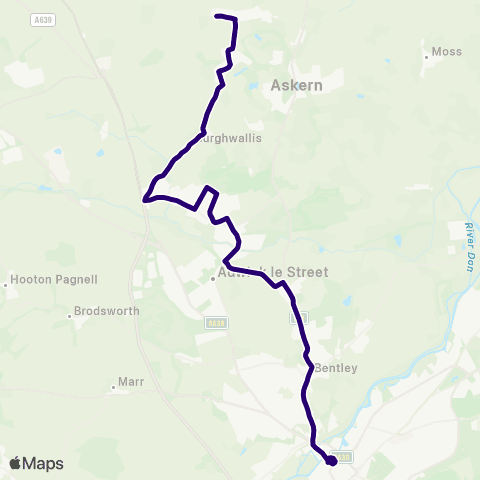 First South Yorkshire W End Rd / Broc-O-Bank - Doncaster Frenchgate Interchange / A12 map