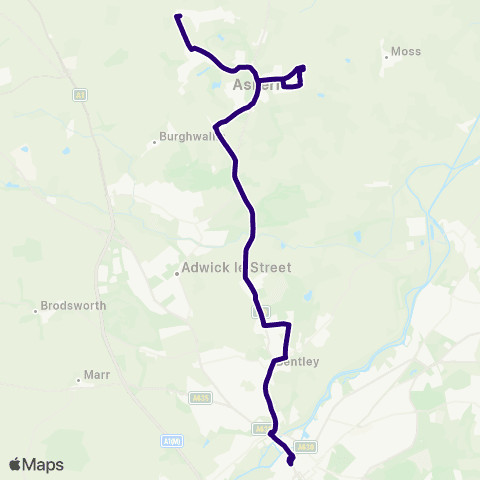 First South Yorkshire W End Rd / Broc-O-Bank - Doncaster Frenchgate Interchange / A12 map
