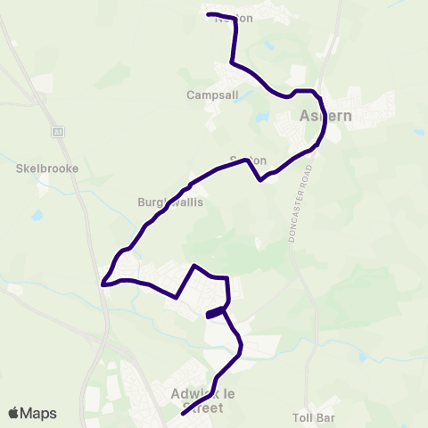First South Yorkshire W End Rd / Broc-O-Bank - Windmill Balk Ln / Villa Rd map