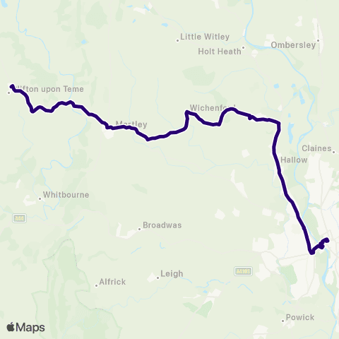 First Worcestershire Manor Road - Worcester Bus Station map