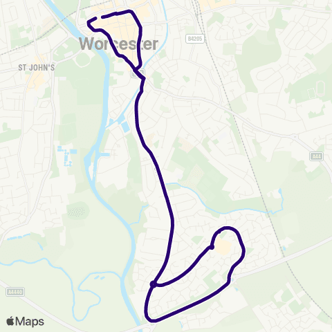 First Worcestershire Worcester Bus Sta - Worcester Bus Sta map
