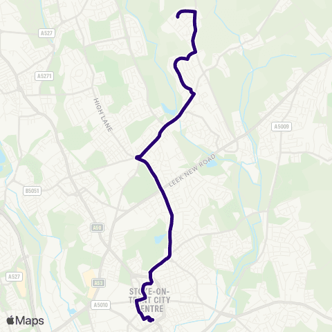 First Potteries Wilding Road Shops - Bus Station map