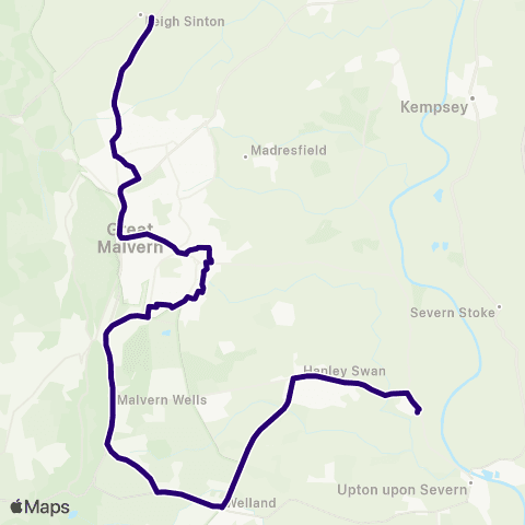 First Worcestershire Royal Oak - Hanley Castle High School map