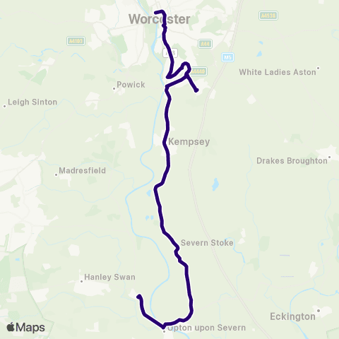 First Worcestershire Hanley Castle HS - Worcester Bus Sta map