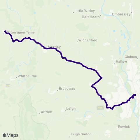 First Worcestershire Manor Road - Worcester Bus Station map