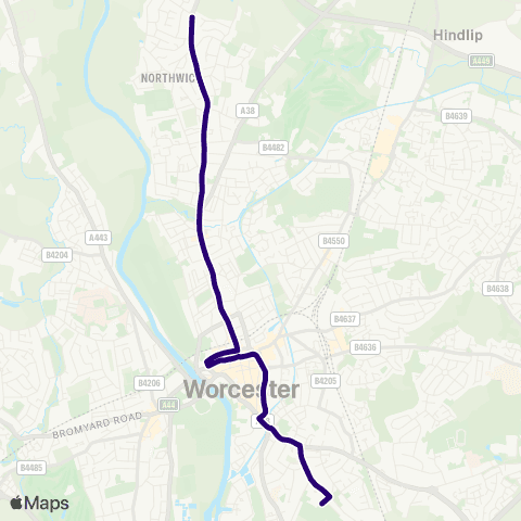 First Worcestershire Green Ln Terminus - Blessed Edward Olcorne HS map