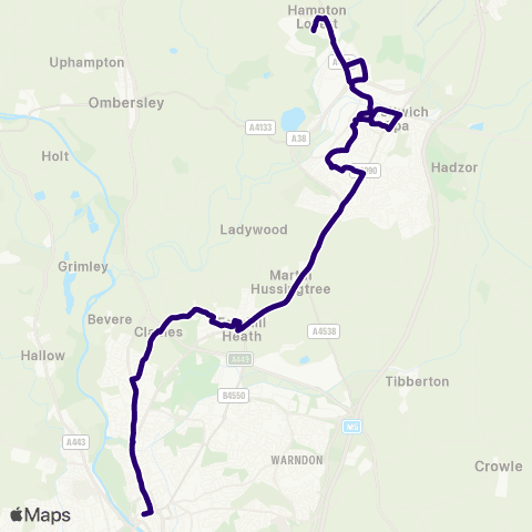 First Worcestershire Worcester Bus Sta - Ombersley Street E map