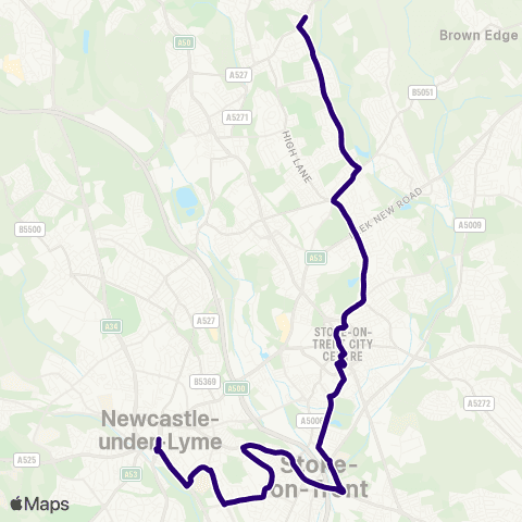 First Potteries Bus Station - Hollington Drive map