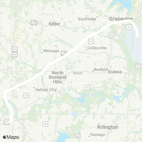 Trinity Metro TEXRail map