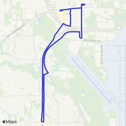 Grapevine Visitors Shuttle Blue Route map