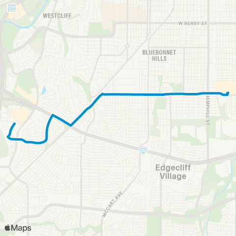 Trinity Metro W Seminary / Hulen Mall map