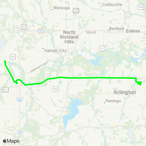 Trinity Metro Cowtown Visitor Shuttle: Arlington Entertainment map