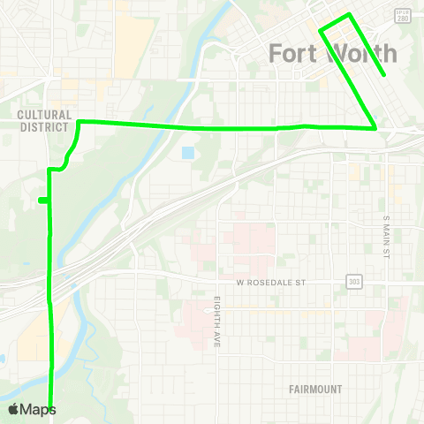 Trinity Metro Cowtown Visitor Shuttle: FWZoo / Gardens map