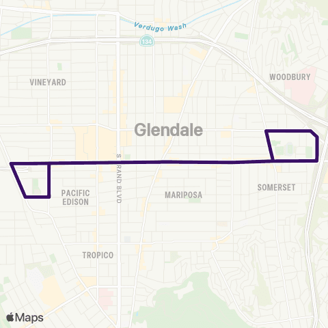 Glendale Beeline Pacific Park - Glendale High School map